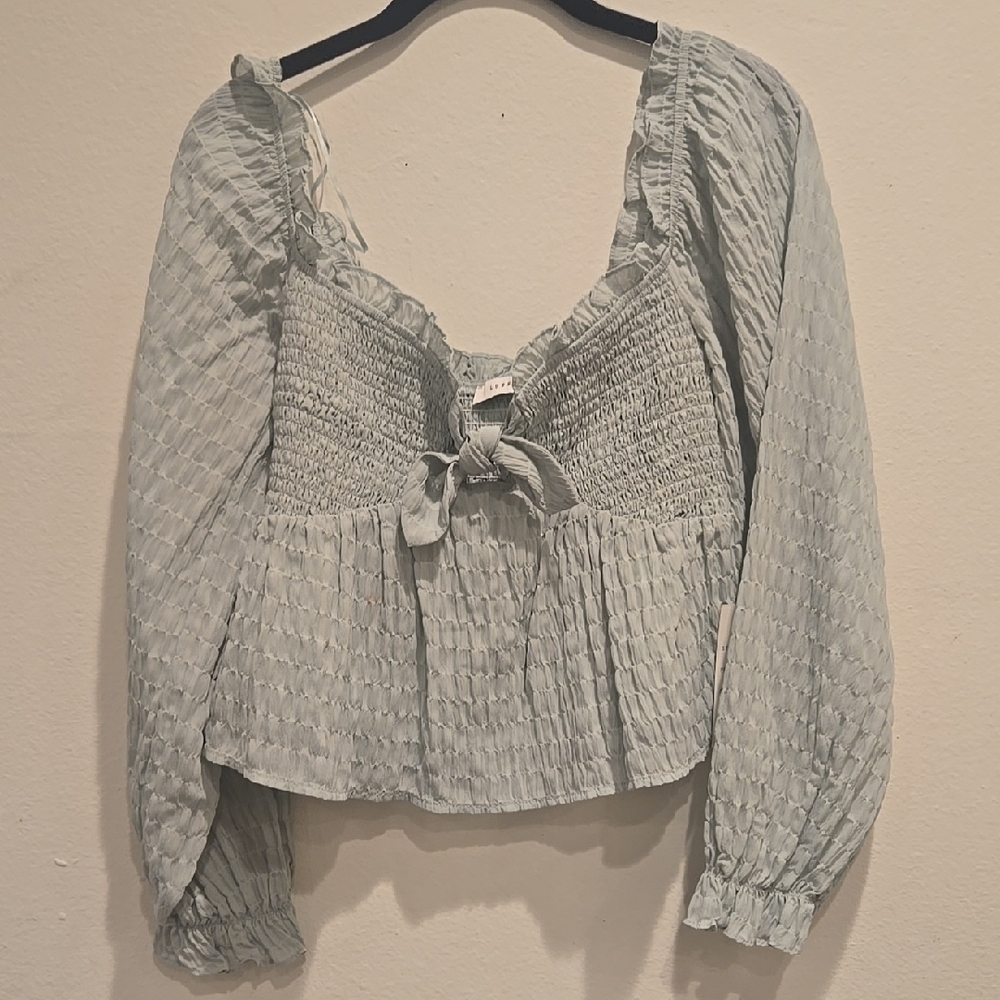 Elegant Light Gray Smocked Women's Top